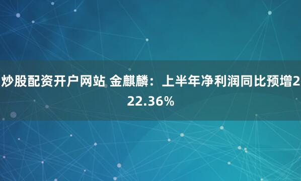 炒股配资开户网站 金麒麟：上半年净利润同比预增222.36%